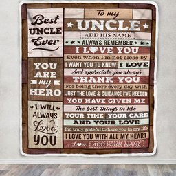 Personalized To My Uncle Blanket Fathers Day Uncle Gifts From Niece Nephew Wood Always Remember I Love You Uncle Birthday Gifts Christmas Custom Fleece Blanket