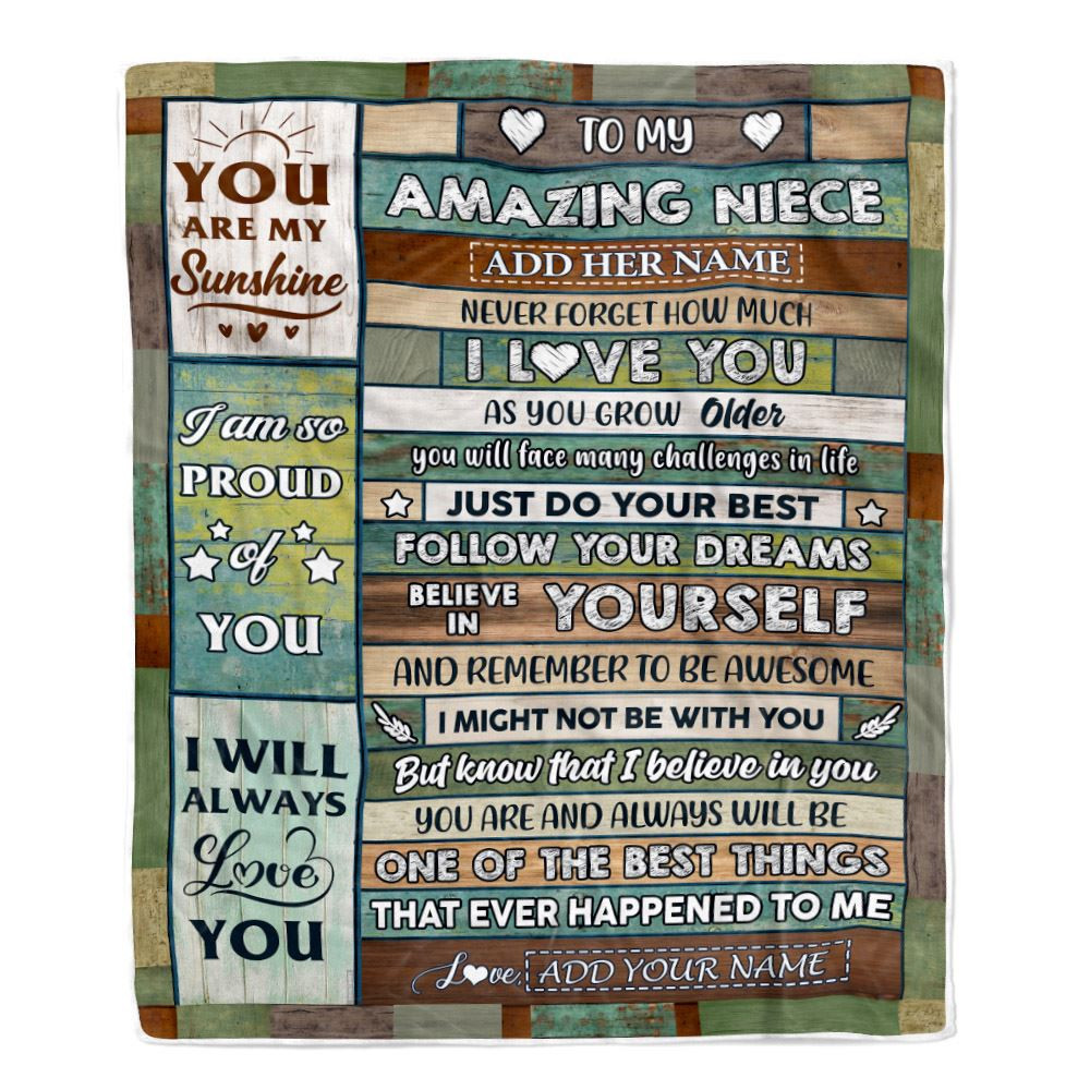 Personalized To My Amazing Niece Gifts Blanket From Aunt Uncle Wood Your Dream Gifts For Niece Birthday Gift Christmas Customized Customized Fleece Blanket