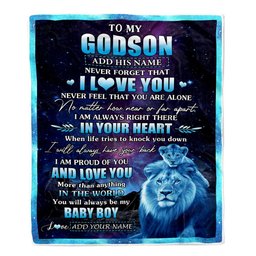 Personalized To My Godson Gifts From Godfather Uncle Blanket I Love You Lion Birthday Gift Ideas For Godson Graduation Christmas Customized Fleece Blanket