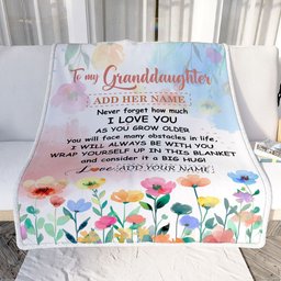 Personalized To My Granddaughter Gifts Blanket From Grandma Floral A Big Hug I Love You Granddaughter Birthday Gifts Graduation Christmas Fleece Throw Blanket