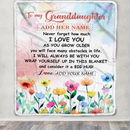 Personalized To My Granddaughter Gifts Blanket From Grandma Floral A Big Hug I Love You Granddaughter Birthday Gifts Graduation Christmas Fleece Throw Blanket