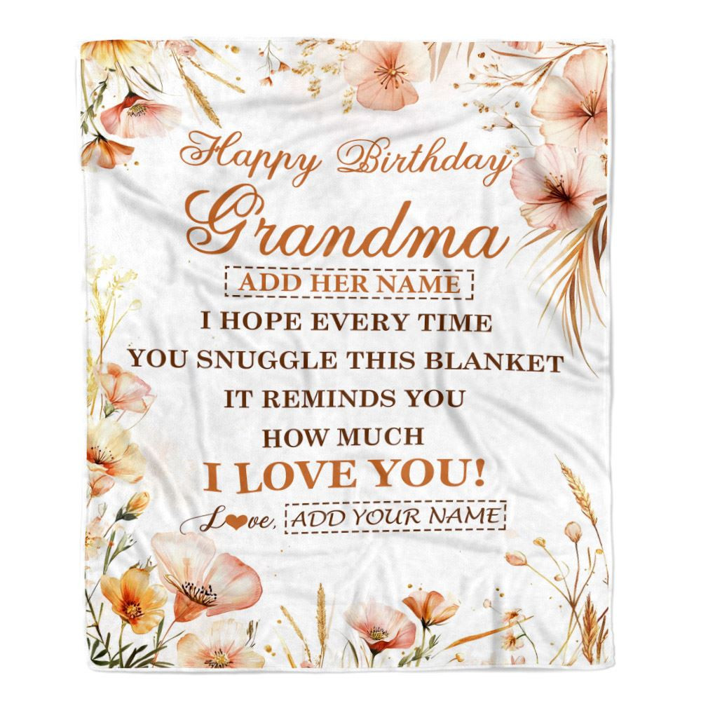 Personalized Birthday Gifts For Grandma Gifts From Granddaughter Blanket Yellow Happy Birthday Grandma Unique Gift Bday Customized Fleece Blanket