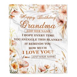 Personalized Birthday Gifts For Grandma Gifts From Granddaughter Blanket Yellow Happy Birthday Grandma Unique Gift Bday Customized Fleece Blanket