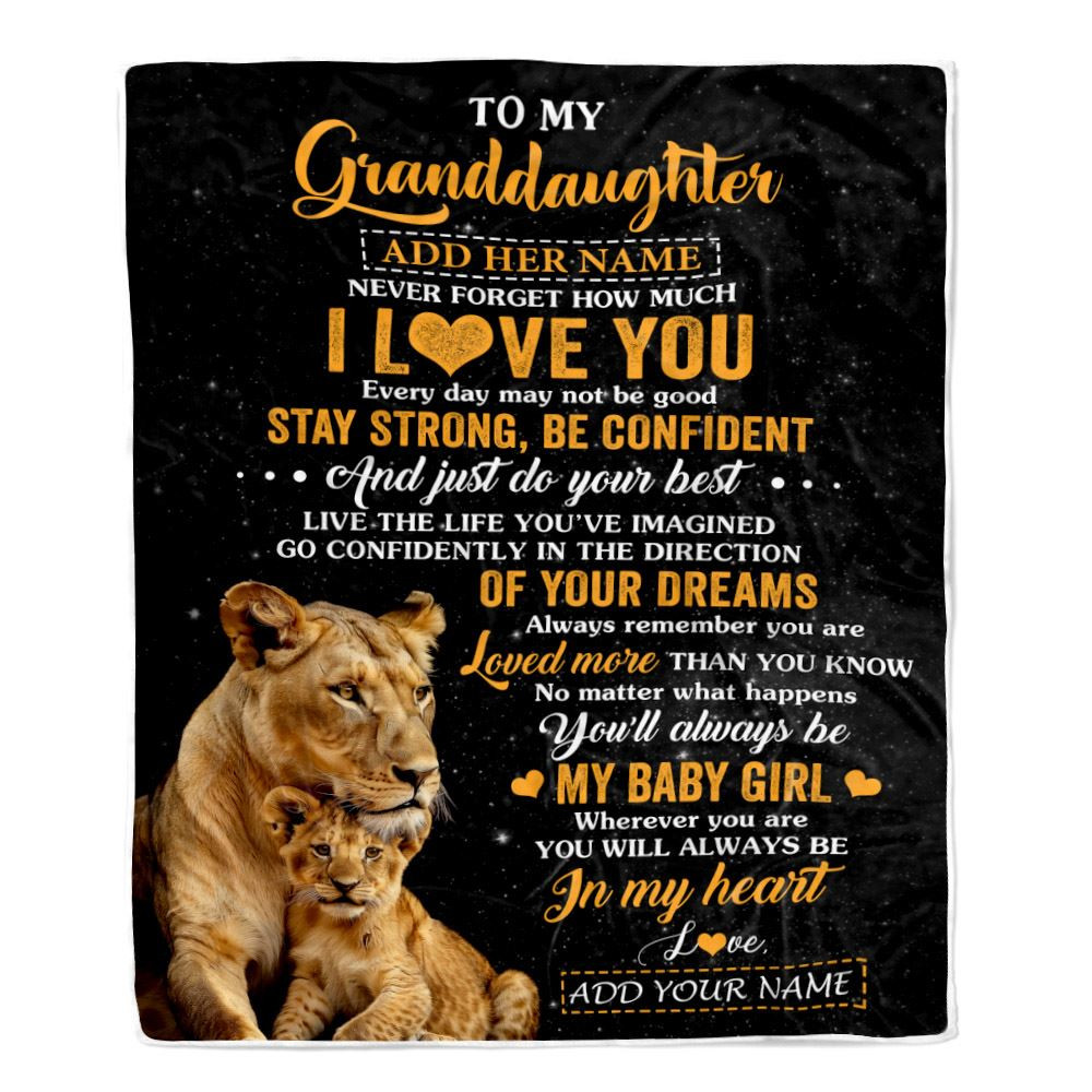 Personalized To My Granddaughter Gifts From Grandma Blanket Lion Never Forget How Much I Love You Granddaughter Birthday Graduation Christmas Fleece Blanket