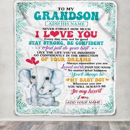 Personalized To My Grandson Gifts From Grandma Nana Blanket Elephant Never Forget How Much I Love You Grandson Birthday Graduation Christmas Fleece Blanket