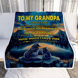 Personalized To My Grandpa Blanket Fathers Day Grandpa Gifts From Grandkids How Much I Love You Wolf Grandfather Birthday Gifts Christmas Custom Fleece Blanket