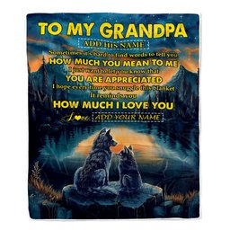 Personalized To My Grandpa Blanket Fathers Day Grandpa Gifts From Grandkids How Much I Love You Wolf Grandfather Birthday Gifts Christmas Custom Fleece Blanket