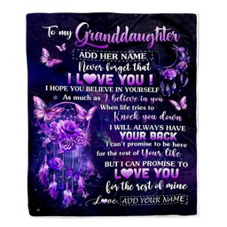 Personalized To My Granddaughter Gifts Blanket From Grandma Floral Butterfly Love You Granddaughter Birthday Gifts Graduation Christmas Fleece Blanket