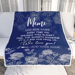 Personalized To My Meme Gifts Blanket From Granddaughter Grandson Blue Flower Love You Birthday Gifts For Meme Mothers Day Christmas Meme Fleece Blanket