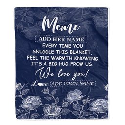 Personalized To My Meme Gifts Blanket From Granddaughter Grandson Blue Flower Love You Birthday Gifts For Meme Mothers Day Christmas Meme Fleece Blanket