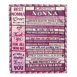 Personalized To My Nonna Gifts Blanket From Granddaughter Grandson Wood Thank You For All Gifts For Nonna Mothers Day Birthday Christmas Fleece Throw Blanket