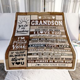 Personalized Gifts For Grandson From Grandma Grandpa Blanket Wood Love You Fathers Day Grandson Gifts Birthday Graduation Christmas Customized Fleece Blanket