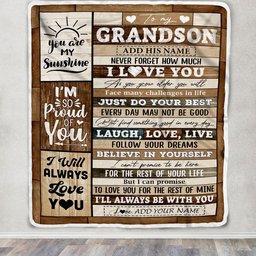 Personalized Gifts For Grandson From Grandma Grandpa Blanket Wood Love You Fathers Day Grandson Gifts Birthday Graduation Christmas Customized Fleece Blanket