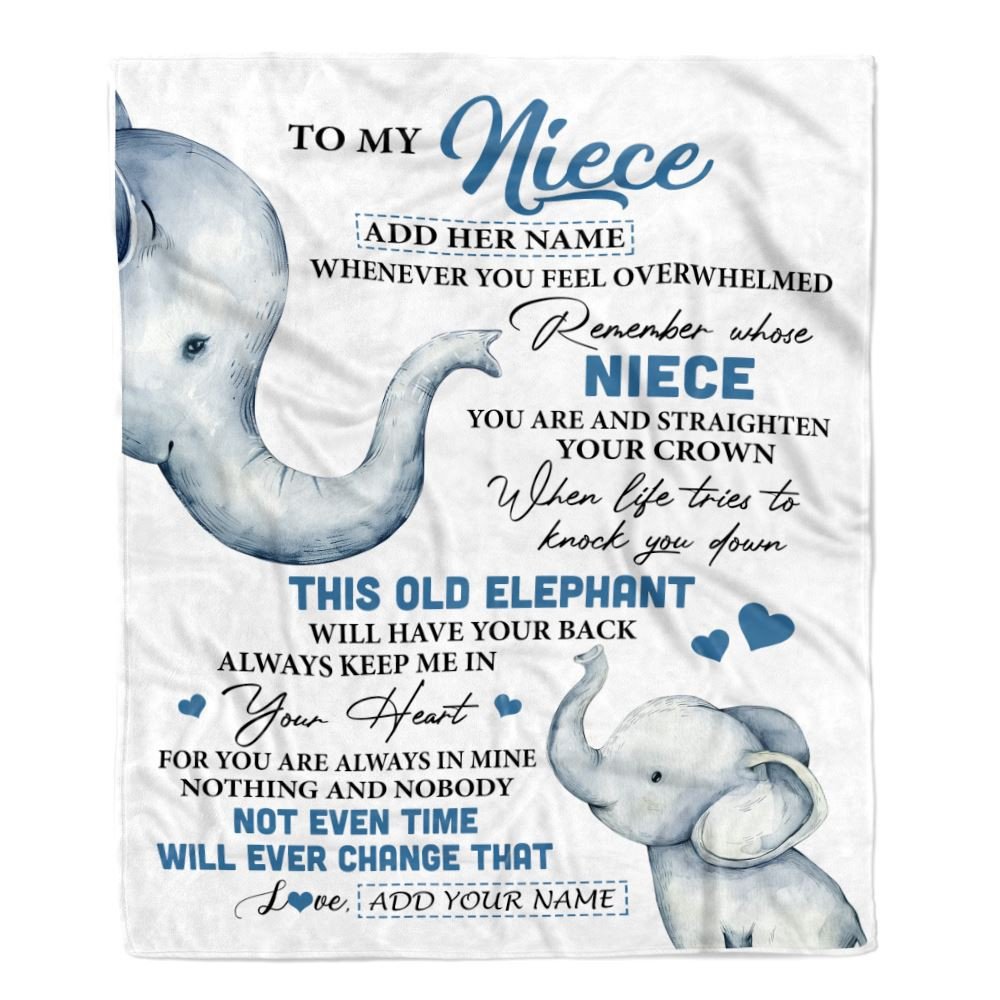 Personalized To My Niece Gifts Blanket From Aunt Uncle Whenever Elephant Unique Birthday Gifts For Niece Graduation Christmas Customized Custom Fleece Blanket