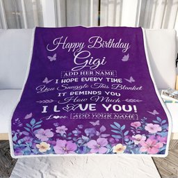 Personalized Happy Gigi Birthday Gifts From Granddaughter Grandson Blanket Purple Floral Unique Birthday Gift Gigi Gifts Customized Fleece Blanket