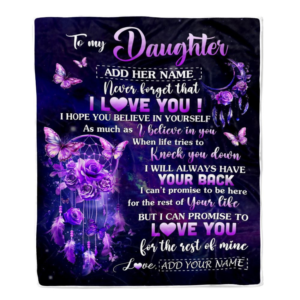 Personalized To My Daughter Gifts Blanket From Mom Dad Floral Butterfly Love You Daughter Birthday Gifts Graduation Christmas Customized Fleece Blanket