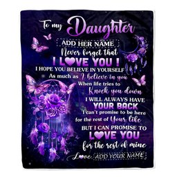 Personalized To My Daughter Gifts Blanket From Mom Dad Floral Butterfly Love You Daughter Birthday Gifts Graduation Christmas Customized Fleece Blanket