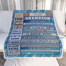 Personalized To My Grandson Gifts From Grandma Grandpa Blanket Wood I Love You Birthday Graduation Gifts For Grandson Christmas Customized Fleece Blanket