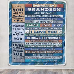 Personalized To My Grandson Gifts From Grandma Grandpa Blanket Wood I Love You Birthday Graduation Gifts For Grandson Christmas Customized Fleece Blanket