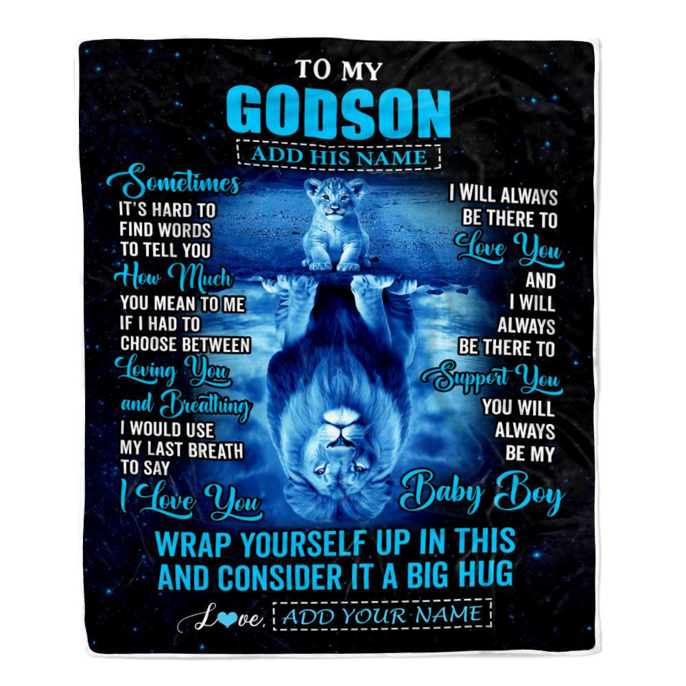 Personalized To My Godson Gifts From Uncle Godmother Blanket Sometimes Lion Godson Birthday Gifts Graduation Christmas Customized Fleece Throw Blanket