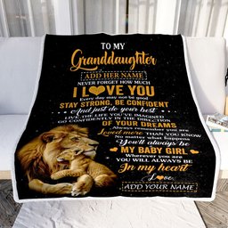 Personalized To My Granddaughter Gifts From Grandpa Blanket Lion Never Forget How Much I Love You Granddaughter Birthday Graduation Christmas Fleece Blanket