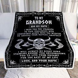 Personalized To My Grandson Viking Blanket From Grandma Grandpa I Wish You The Strength Scandinavian Norse Runes Viking For Men Birthday Gifts Fleece Blanket