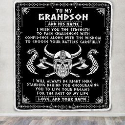 Personalized To My Grandson Viking Blanket From Grandma Grandpa I Wish You The Strength Scandinavian Norse Runes Viking For Men Birthday Gifts Fleece Blanket
