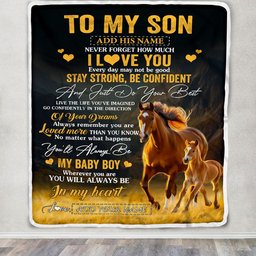 Personalized To My Son Gifts From Mom Dad Mother Father Blanket Horse Never Forget How Much I Love You Son Birthday Graduation Christmas Fleece Throw Blanket