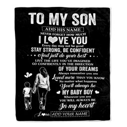 Personalized To My Son Gifts From Mom Mother Blanket Never Forget How Much I Love You Son Birthday Graduation Christmas Customized Fleece Throw Blanket