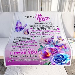 Personalized To My Niece Blanket From Aunt Uncle Auntie Wherever Your Journey In Life Butterfly Niece Birthday Gifts Christmas Customized Fleece Blanket