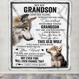 Personalized To My Grandson Gifts Blanket From Grandma Papa Whenever Wolf Unique Birthday Gifts For Grandson Graduation Christmas Custom Fleece Throw Blanket