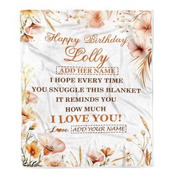 Personalized Birthday Gifts For Lolly Gifts From Granddaughter Grandson Blanket Yellow Happy Birthday Lolly Unique Gift Bday Customized Fleece Blanket