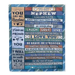 Personalized To My Nephew Gifts From Aunt Uncle Auntie Blanket Wood I Love You Birthday Graduation Gifts For Nephew Christmas Customized Fleece Throw Blanket