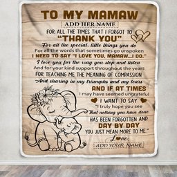 Personalized To My Mamaw Gift Blanket From Granddaughter Elephant Thank You Best Mamaw Birthday Gifts Mothers Day Christmas Custom Name Fleece Blanket