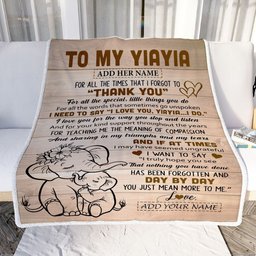 Personalized To My Yiayia Gift Blanket From Kids Grandkids Elephant Thank You Best Yiayia Birthday Gifts Mothers Day Christmas Custom Name Fleece Blanket