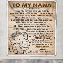 Personalized To My Nana Gifts Blanket From Granddaughter Grandson Elephant My Favorite Nana Birthday Gifts Mothers Day Christmas Custom Name Fleece Blanket