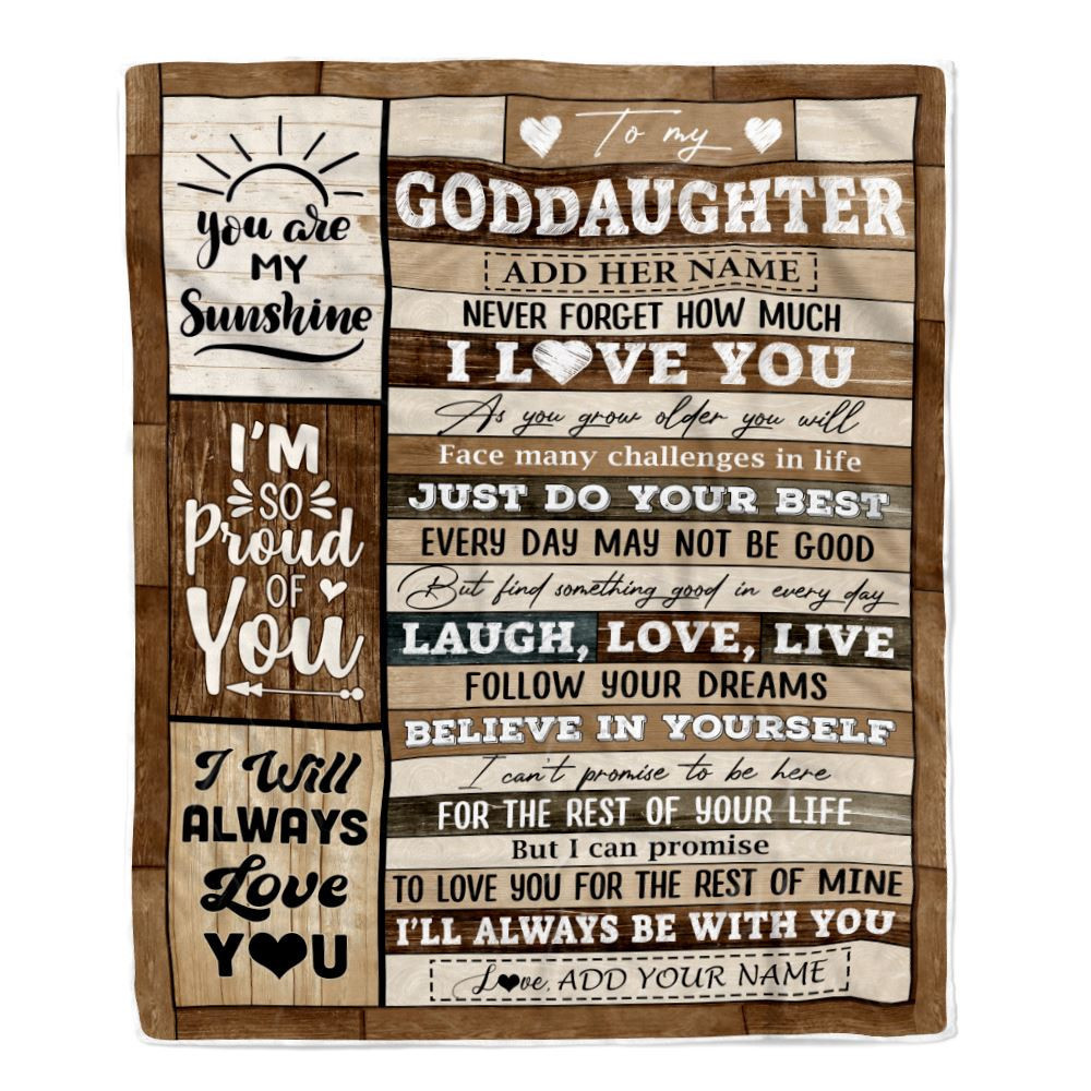 Personalized Gifts For Goddaughter From Aunt Blanket Wood Love You Mothers Day Goddaughter Gifts Birthday Graduation Christmas Customized Fleece Throw Blanket