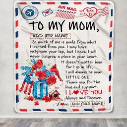 Personalized To My Mom Gifts Blanket From Daughter Son Cardinal Letter Air Mail Letter Birthday Gifts For Mom Mothers Day Christmas Customized Mom Fleece Blanket