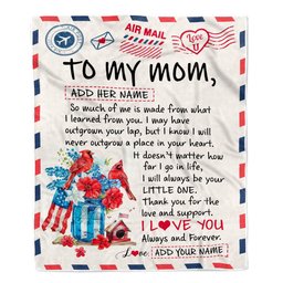 Personalized To My Mom Gifts Blanket From Daughter Son Cardinal Letter Air Mail Letter Birthday Gifts For Mom Mothers Day Christmas Customized Mom Fleece Blanket
