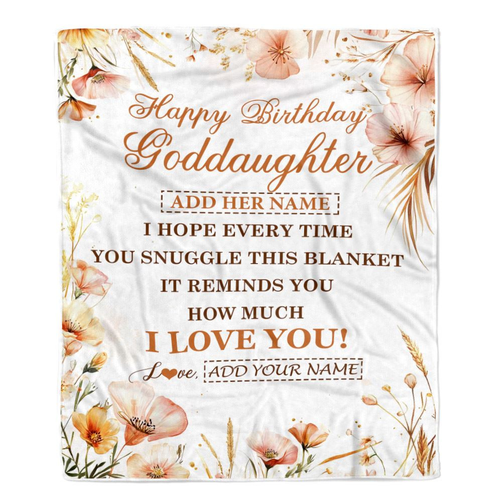 Personalized Birthday Gifts For Goddaughter Gifts From Godmother Blanket Yellow Happy Birthday Goddaughter Unique Gift Bday Customized Fleece Blanket