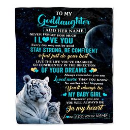 Personalized To My Goddaughter Gifts From Godmother Uncle Blanket White Tiger Never Forget How Much I Love You Goddaughter Birthday Christmas Fleece Blanket