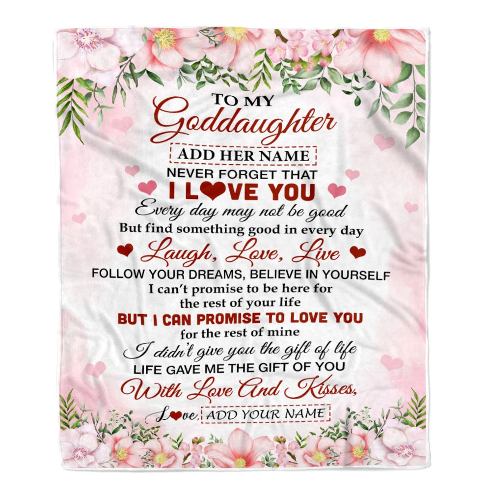 Personalized To My Goddaughter Gifts Blanket From Aunt Floral I Love You Birthday Gifts For Goddaughter Graduation Christmas Customized Fleece Throw Blanket