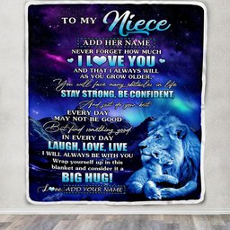 Personalized To My Niece Gifts From Uncle Blanket Laught Love Live Lion Great Niece Birthday Gifts Graduation Christmas Customized Fleece Throw Blanket