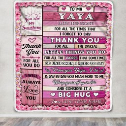 Personalized To My Yaya Gifts Blanket From Kids Grandkids Wood Thank You Best Yaya Birthday Gifts Mothers Day Christmas Custom Name Fleece Throw Blanket