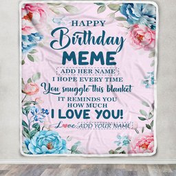 Personalized Happy Birthday Meme Gifts From Granddaughter Grandson Blanket Floral Flower For Meme Gifts For Birthday Customized Fleece Blanket