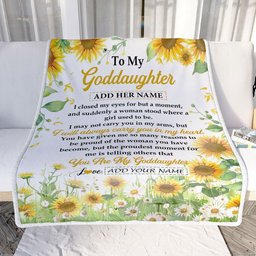 Personalized To My Goddaughter Gifts Blanket From Godmother I Closed My Eyes Sunflower Best Goddaughter Birthday Gifts Christmas Customized Fleece Blanket