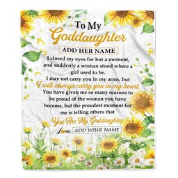 Personalized To My Goddaughter Gifts Blanket From Godmother I Closed My Eyes Sunflower Best Goddaughter Birthday Gifts Christmas Customized Fleece Blanket