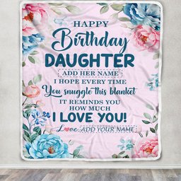 Personalized Happy Birthday Daughter Gifts From Mom Dad Blanket Floral Flower For Daughter Gifts For Birthday Customized Fleece Throw Blanket