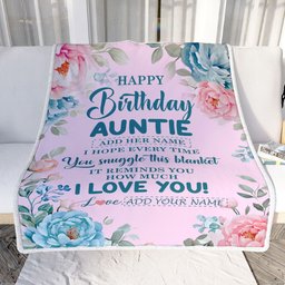 Personalized Happy Birthday Auntie Gifts From Niece Nephew Blanket Floral Flower For Auntie Gifts For Birthday Customized Fleece Throw Blanket