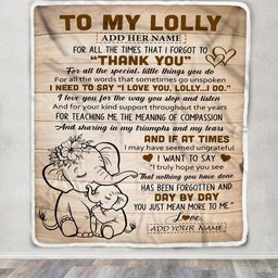 Personalized To My Lolly Gift Blanket From Granddaughter Elephant Thank You Best Lolly Birthday Gifts Mothers Day Christmas Custom Name Fleece Blanket